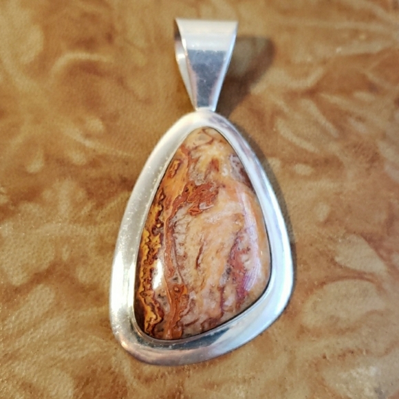 Vintage Sterling Silver Jay King DTR Trading Company Large Brown Jasper Pendant - Picture 11 of 11